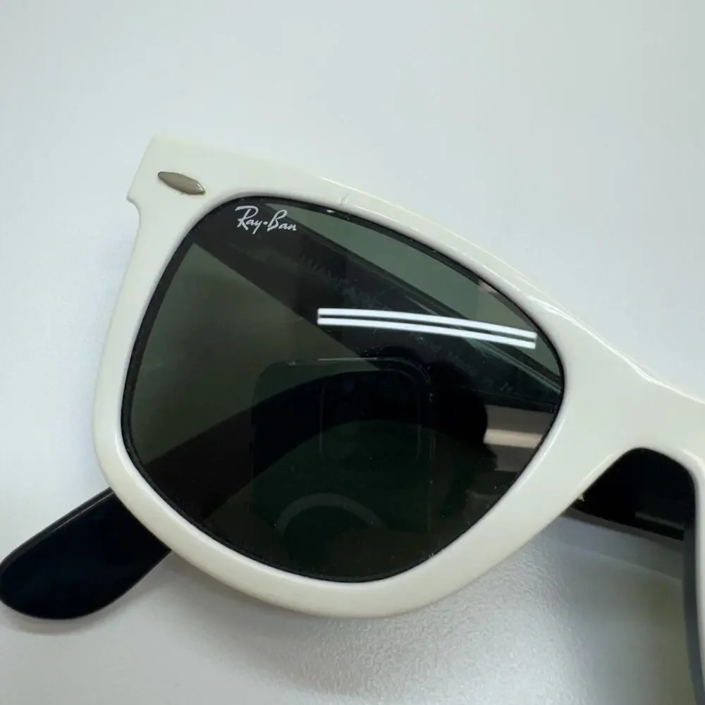 RARE Ray-Ban RB2140 Wayfarer 956 Gloss White G-15 Sunglasses Made in Italy